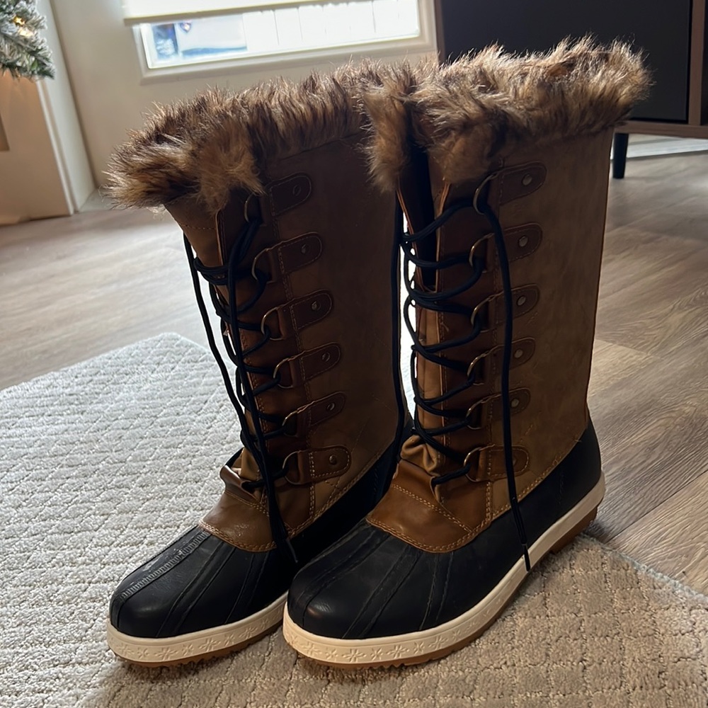 Faux Fur Combat Boots